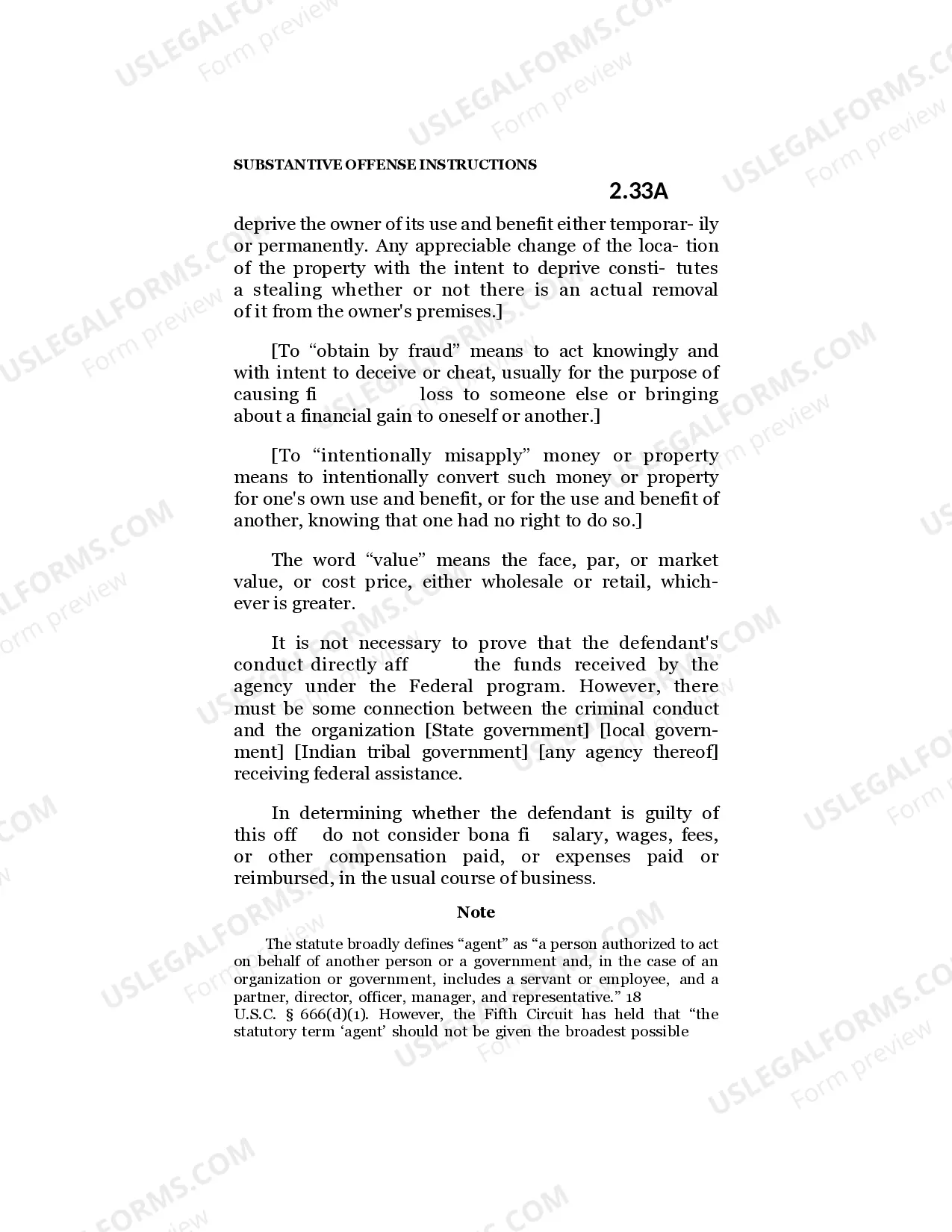 Preview Theft Concerning Programs Receiving Federal Funds