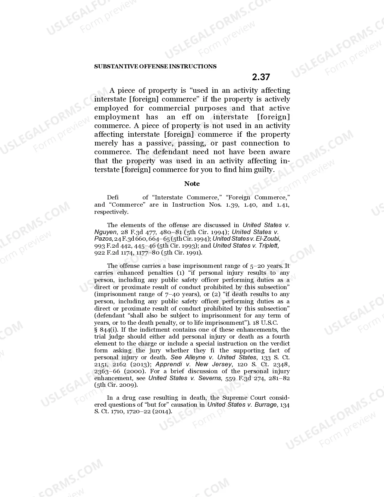 Preview Arson of Property Used in Interstate Commerce or Used in an Activity Affecting Interstae Commerce
