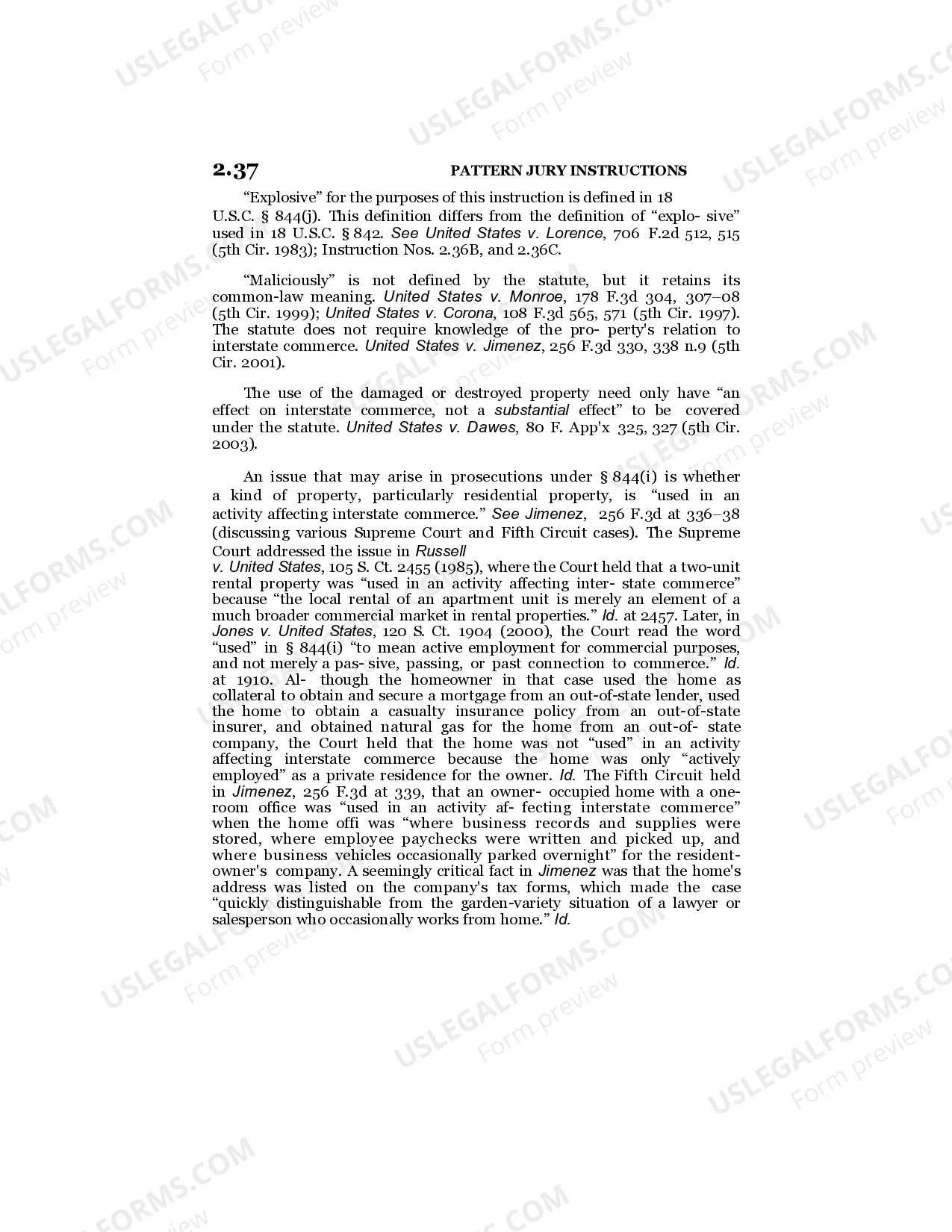 Preview Arson of Property Used in Interstate Commerce or Used in an Activity Affecting Interstae Commerce
