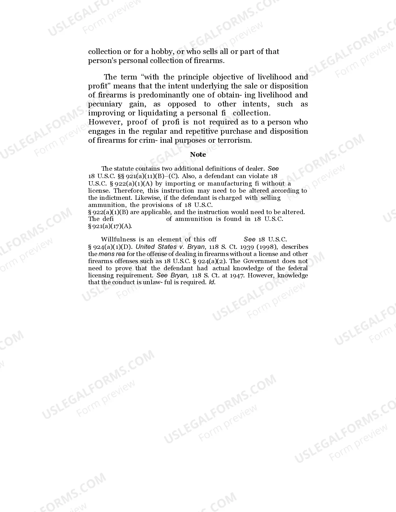 Preview Dealing in Firearms Without License