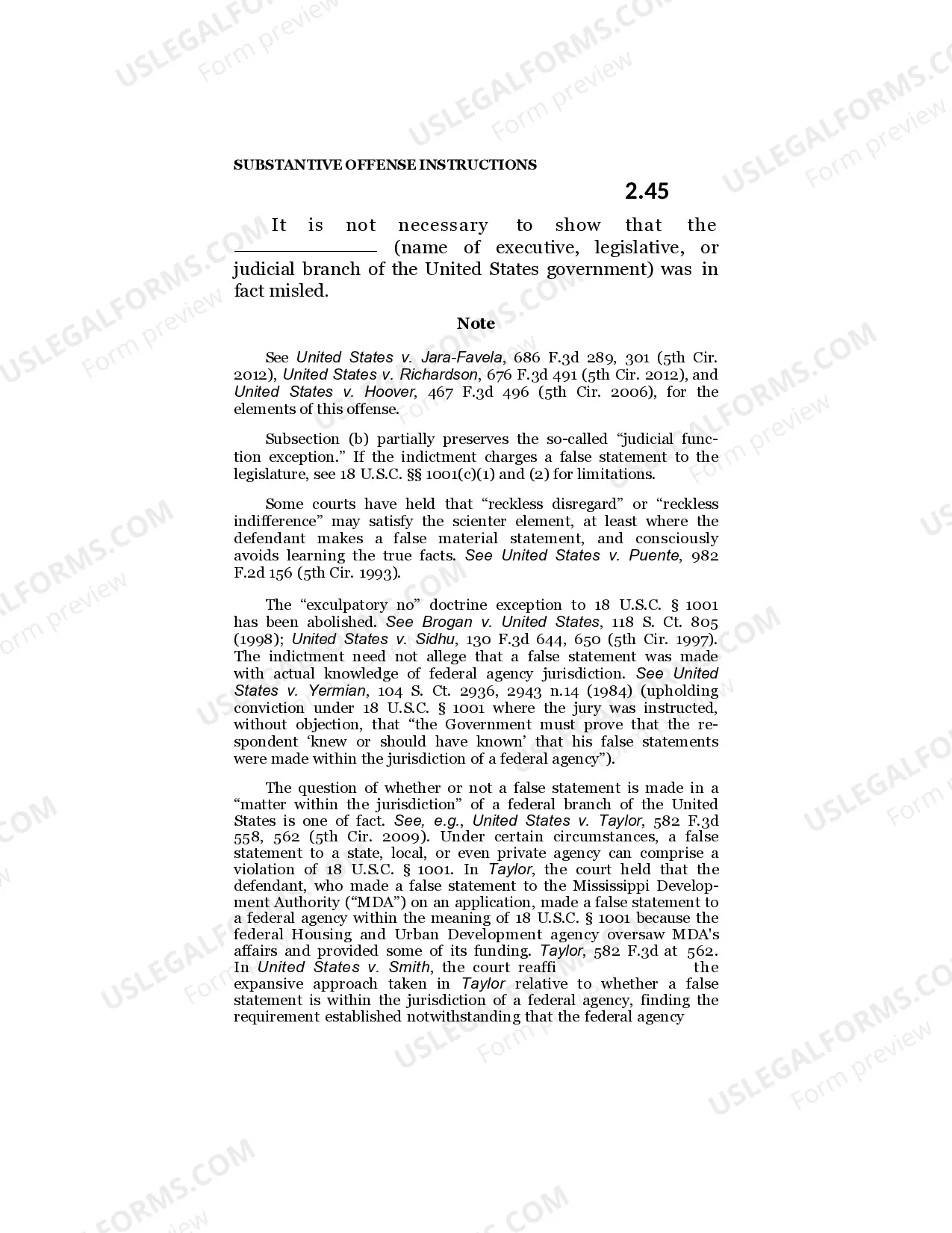 Preview False Statement s to Federal Agencies and Agents