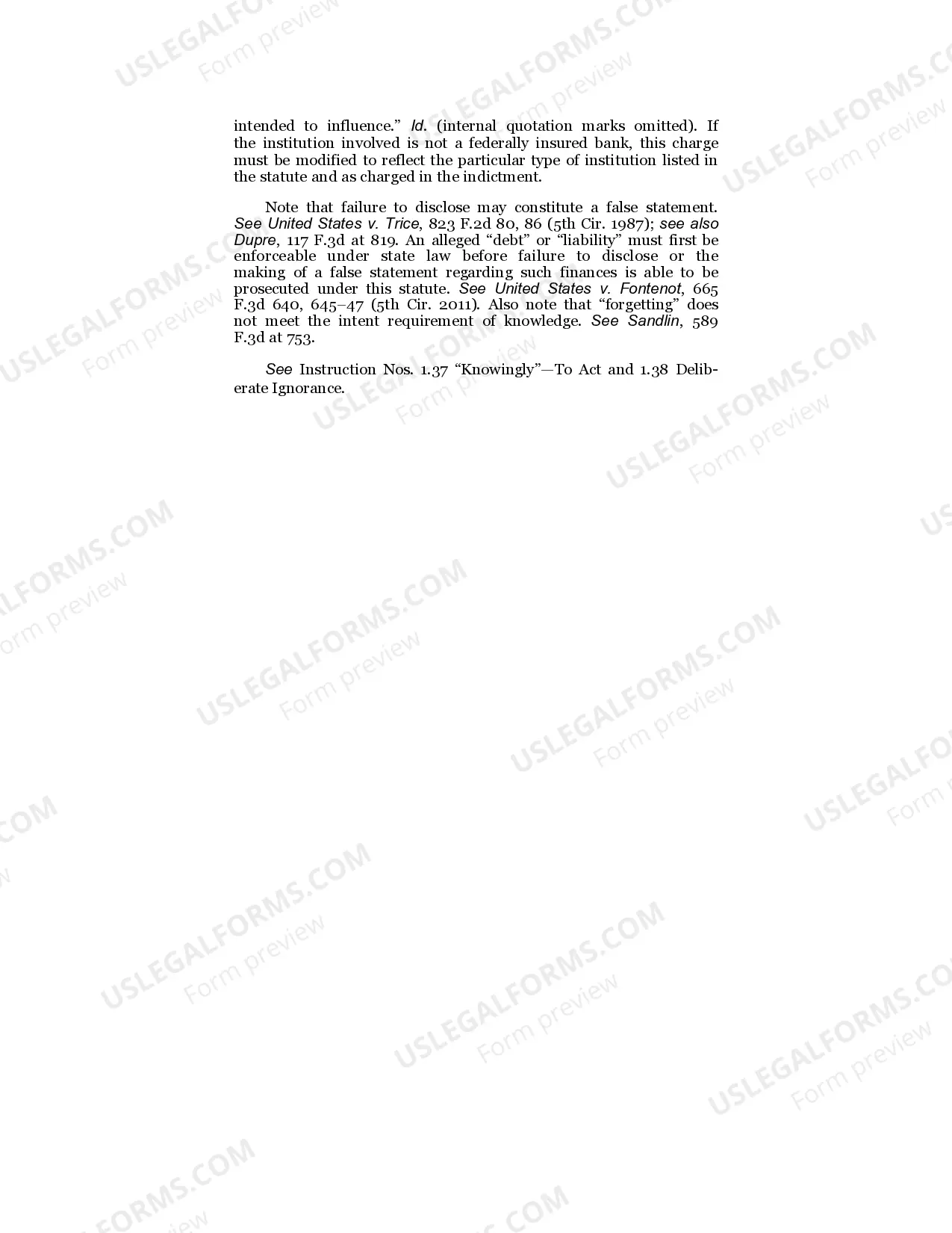 Preview False Statement to a Bank