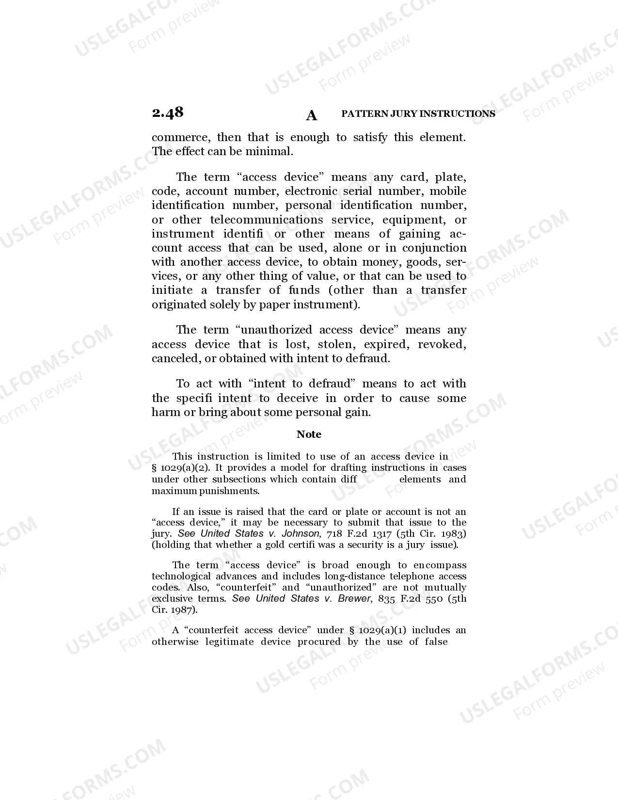 Preview Use of Unauthorized Access Device