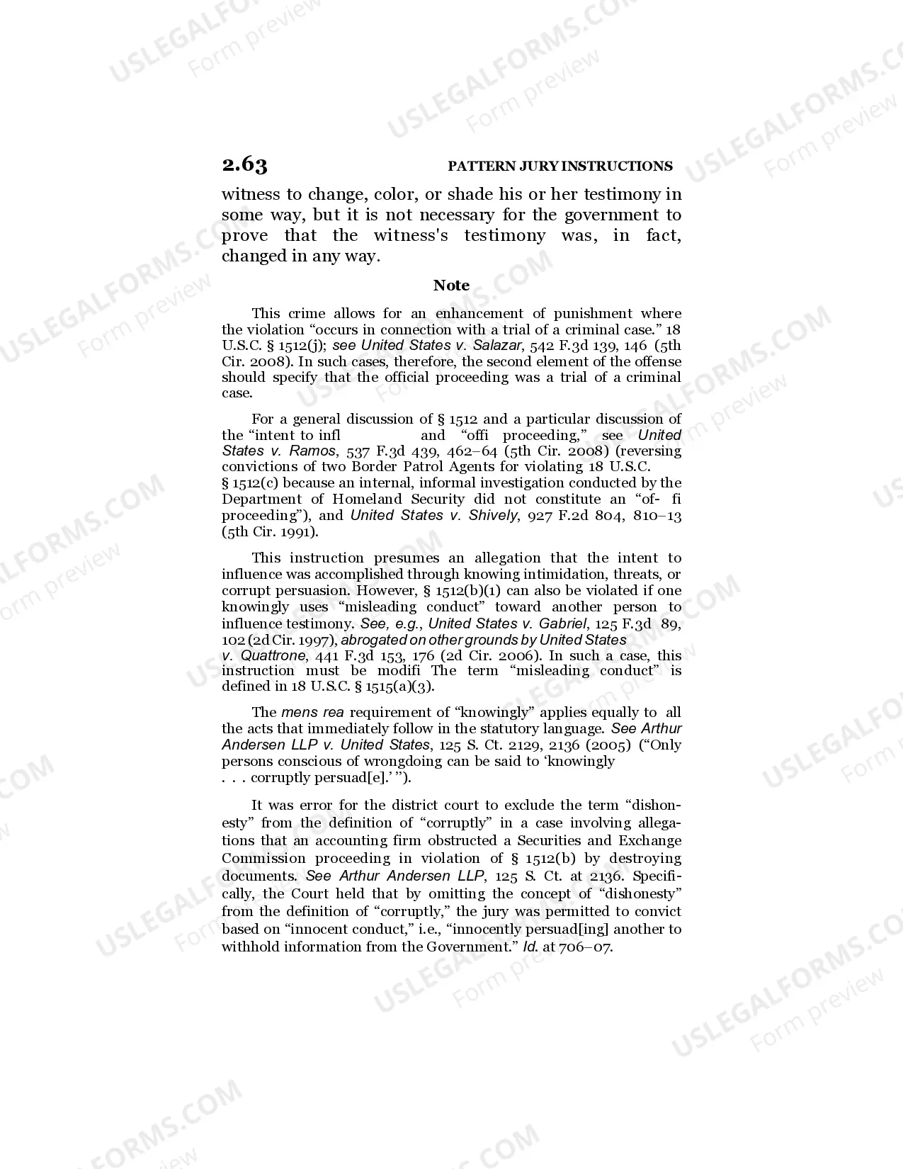 Preview Intimidation to Influence Testimony