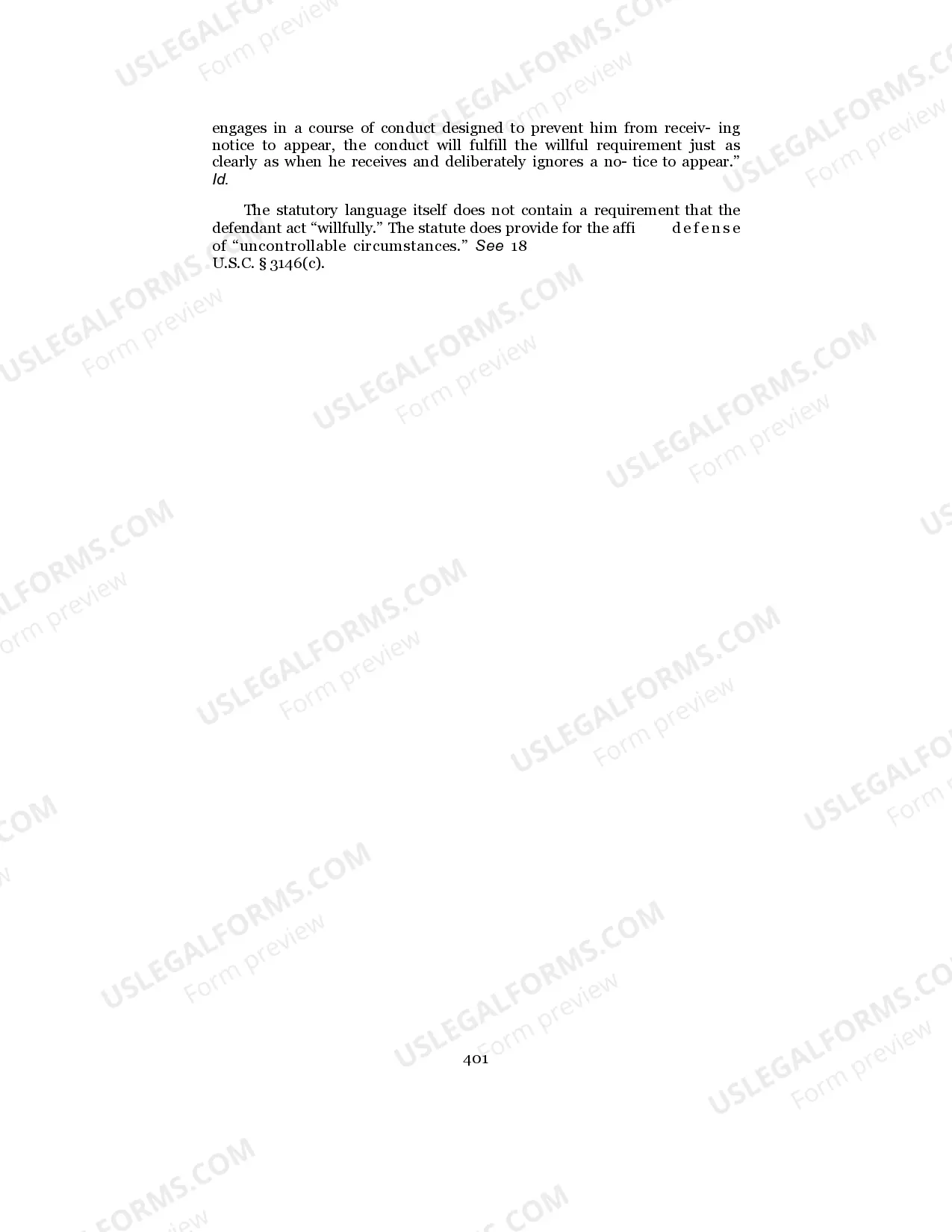 Preview Failure to Appear