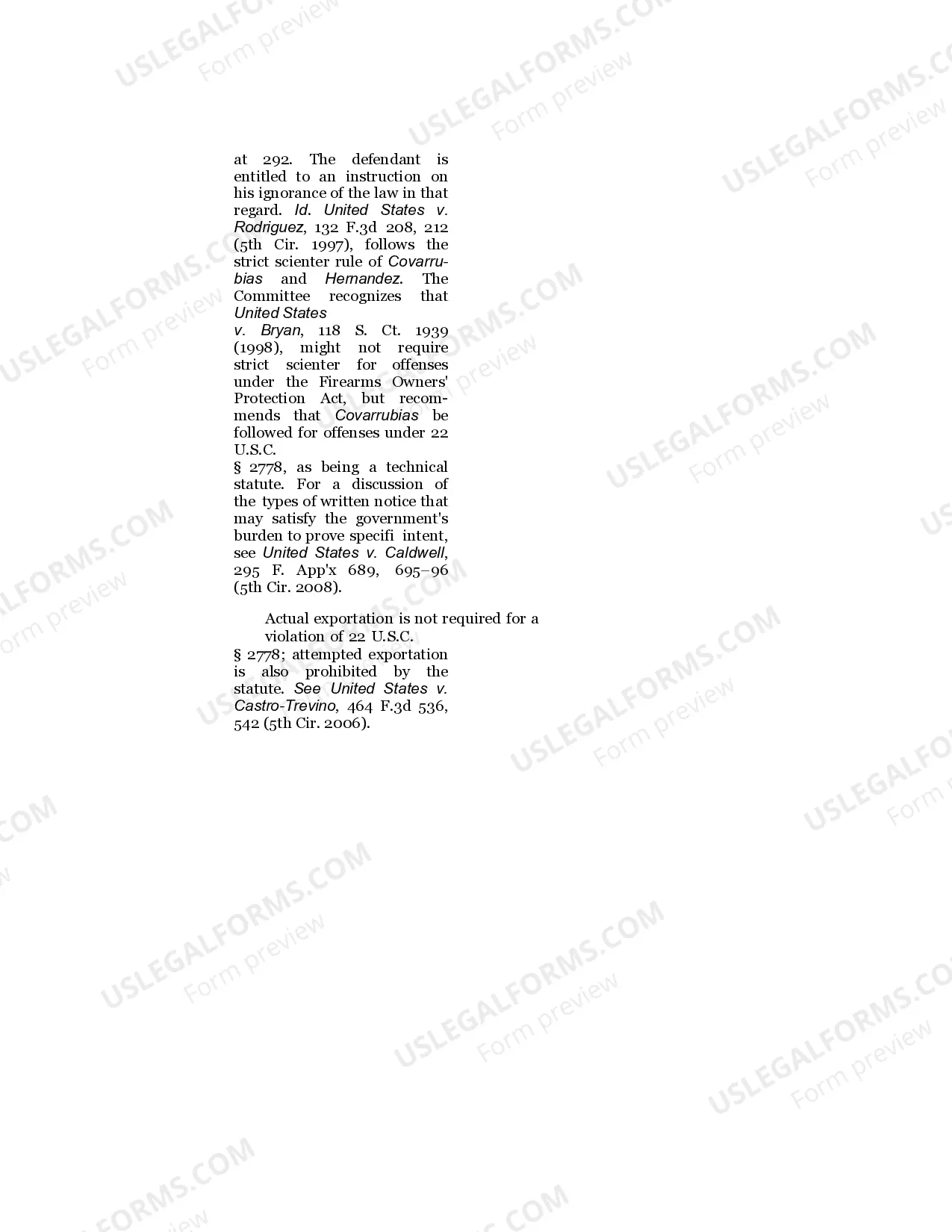 Preview Exporting Arms without a License