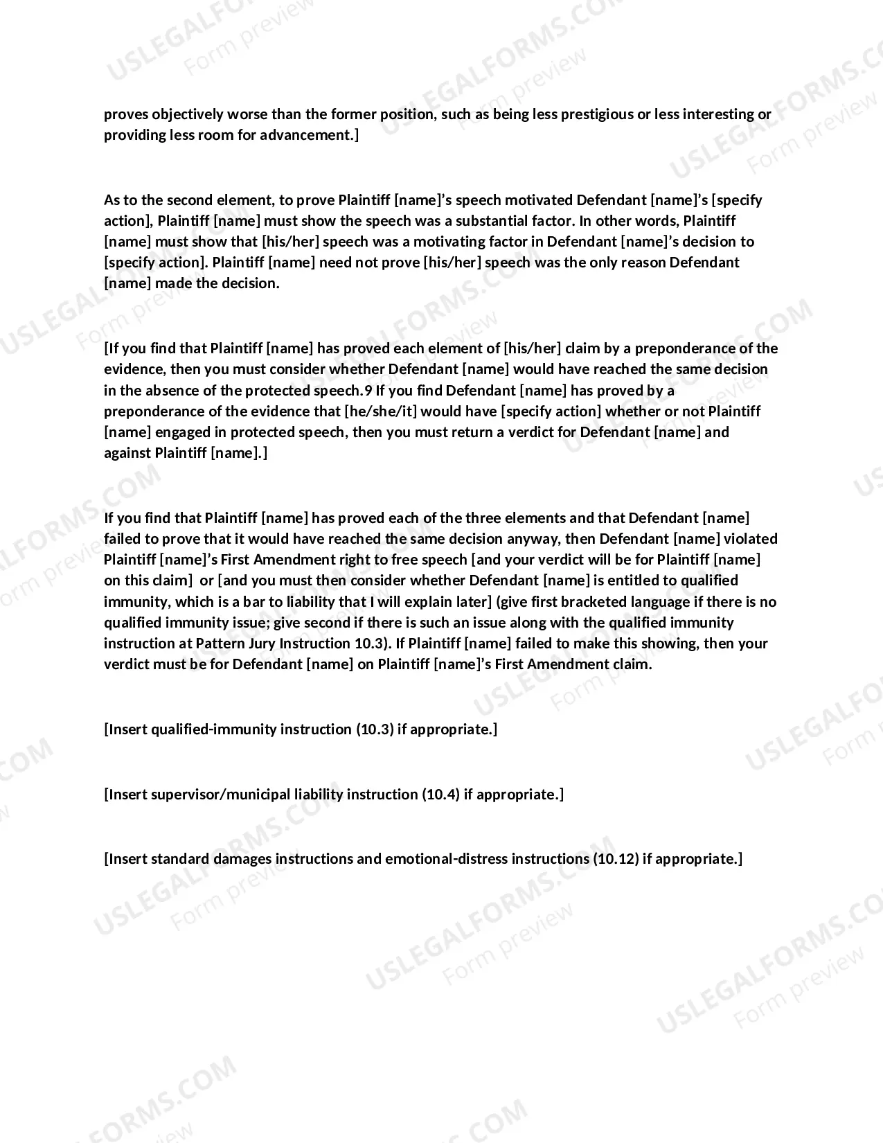 Preview Issues-Claim for Actual Damages Based Upon Intentional Tort-Burden of Proof