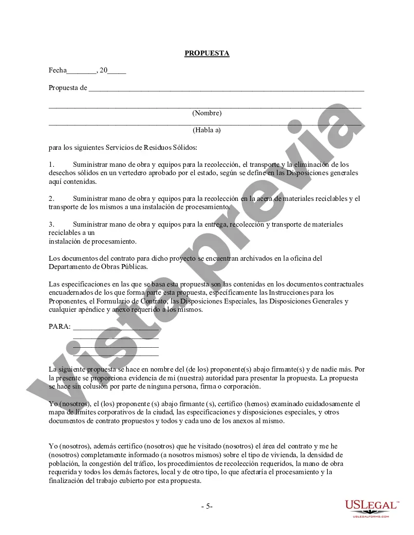 Preview Propuesta de Disposición de Residuos y Contrato para Municipio