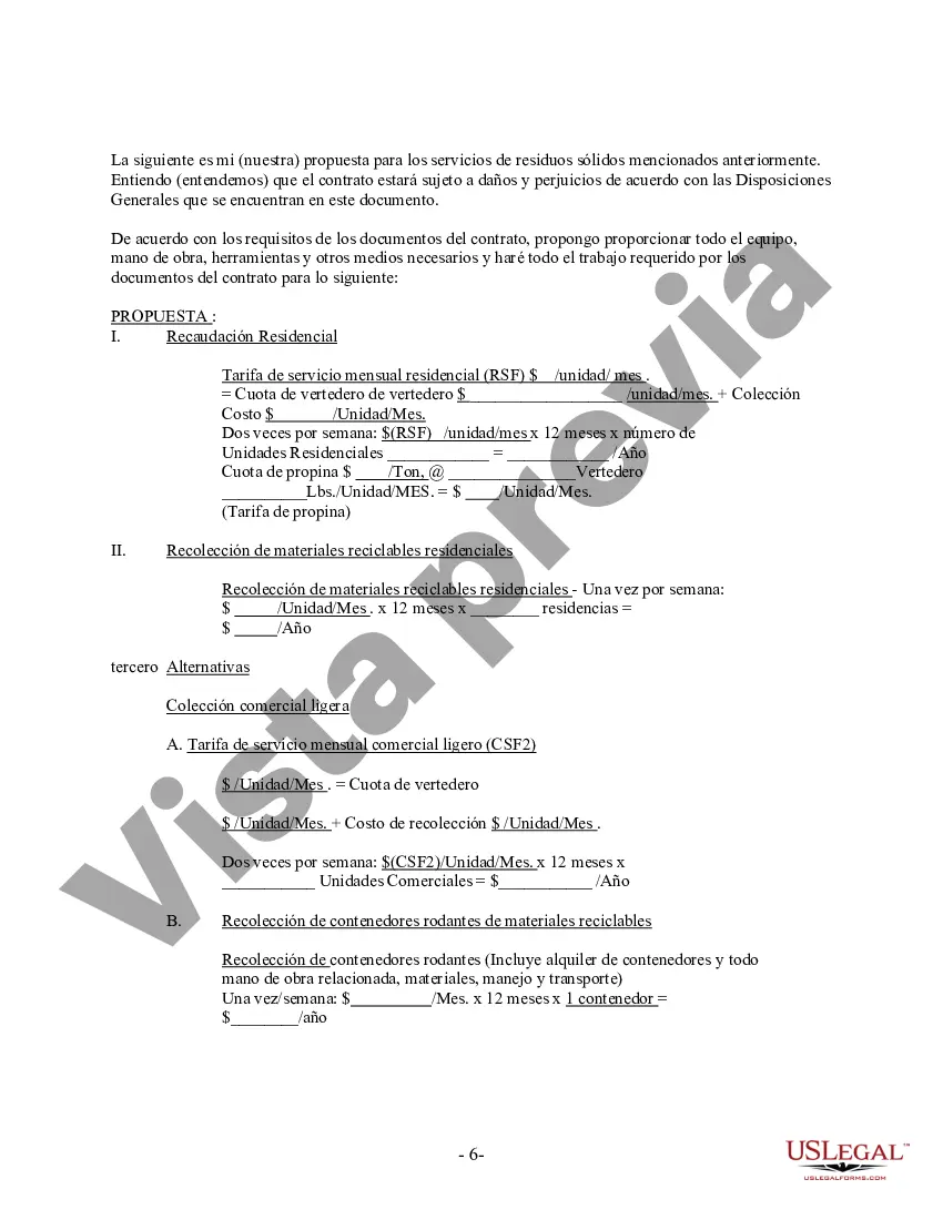 Preview Propuesta de Disposición de Residuos y Contrato para Municipio