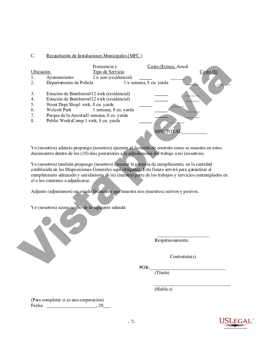 Preview Propuesta de Disposición de Residuos y Contrato para Municipio