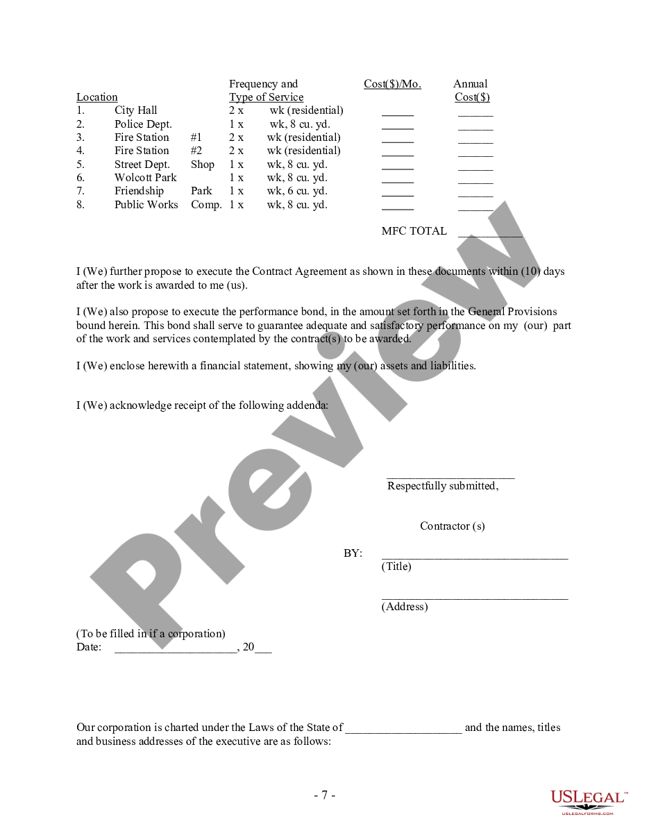 page 8 Waste Disposal Proposal and Contract for Municipality preview