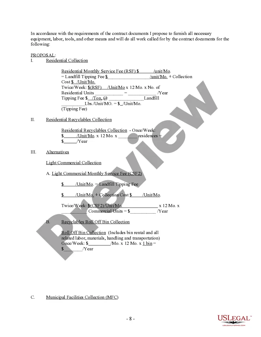Get Waste Disposal Proposal and Contract for Municipality Preview Waste Disposal Proposal and Contract for Municipality