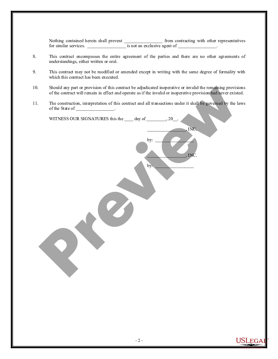 page 1 Self-Employed Independent Contractor Employment Agreement - commission for new business preview