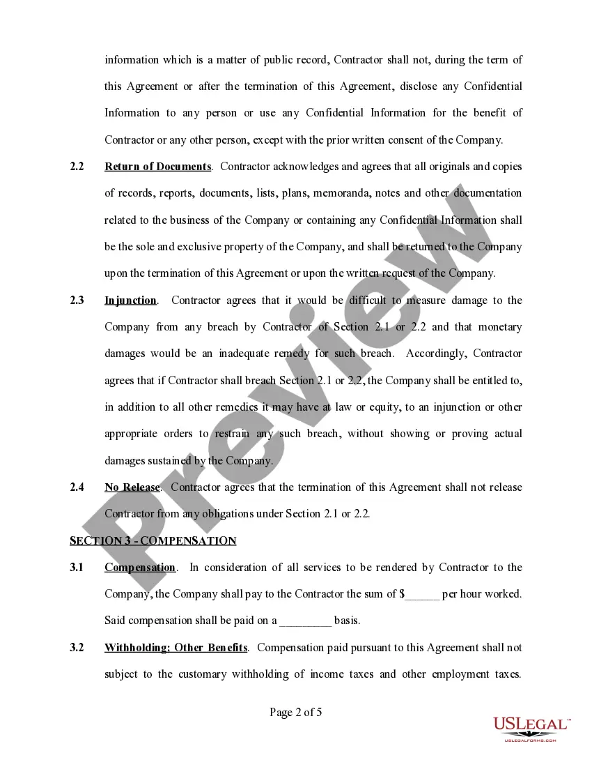 Preview Self-Employed Independent Contractor Employment Agreement - General