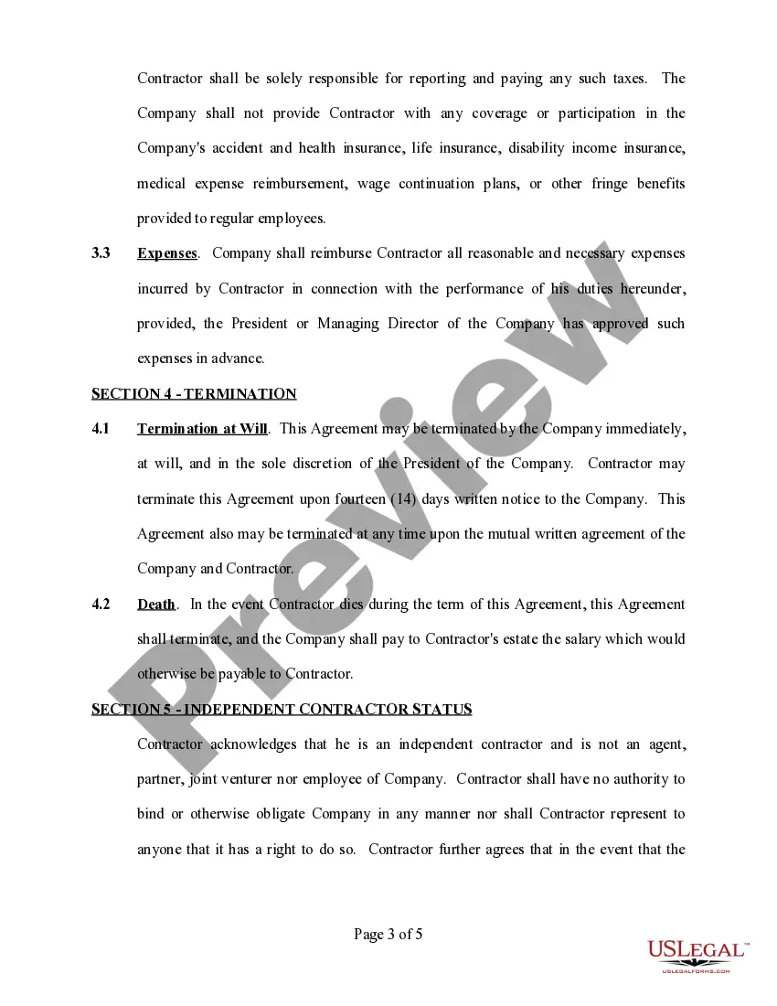 Preview Self-Employed Independent Contractor Employment Agreement - General