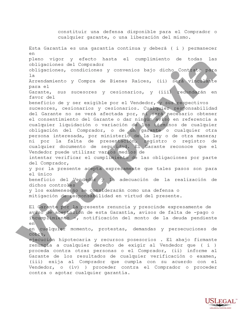 Preview Garantía Personal - Garantía de Contrato de Arrendamiento y Compra de Bienes Inmuebles