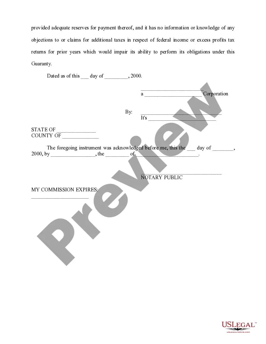 Preview Personal Guaranty of Corporation Agreement to Pay Consultant