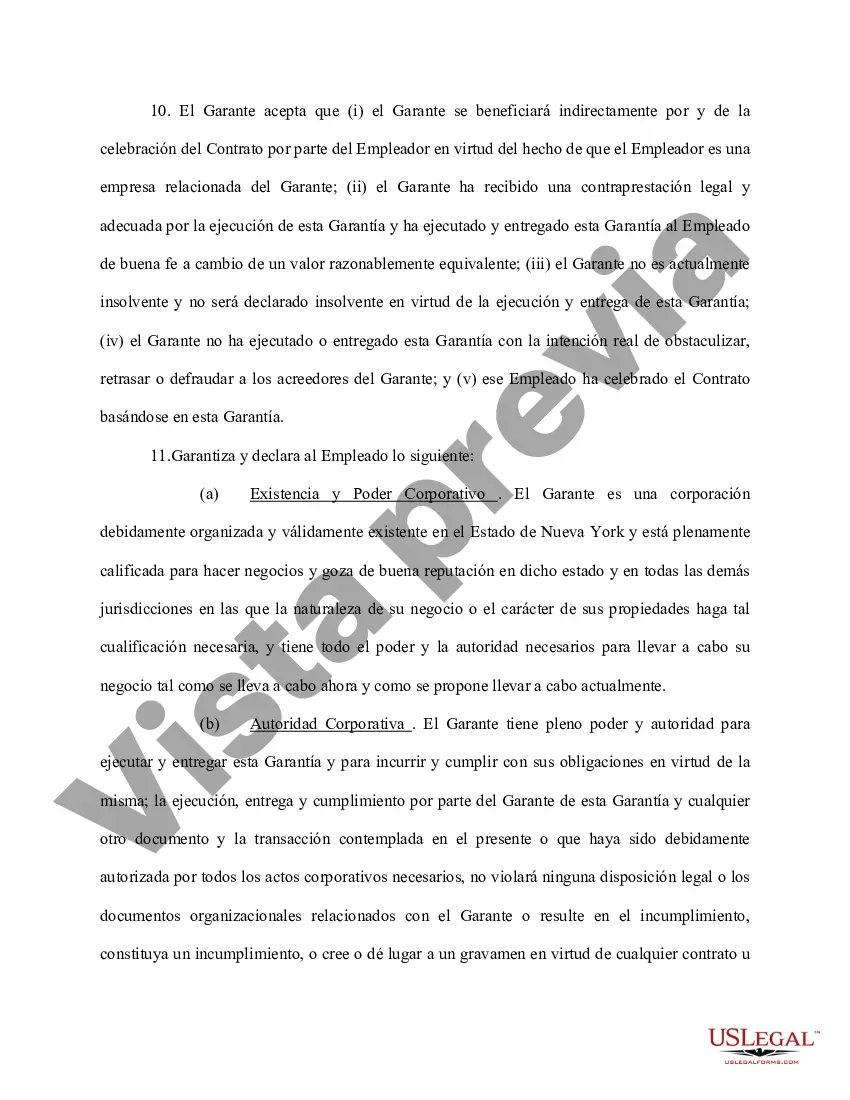 Preview Garantía Personal de Contrato de Trabajo entre Corporación y Empleado