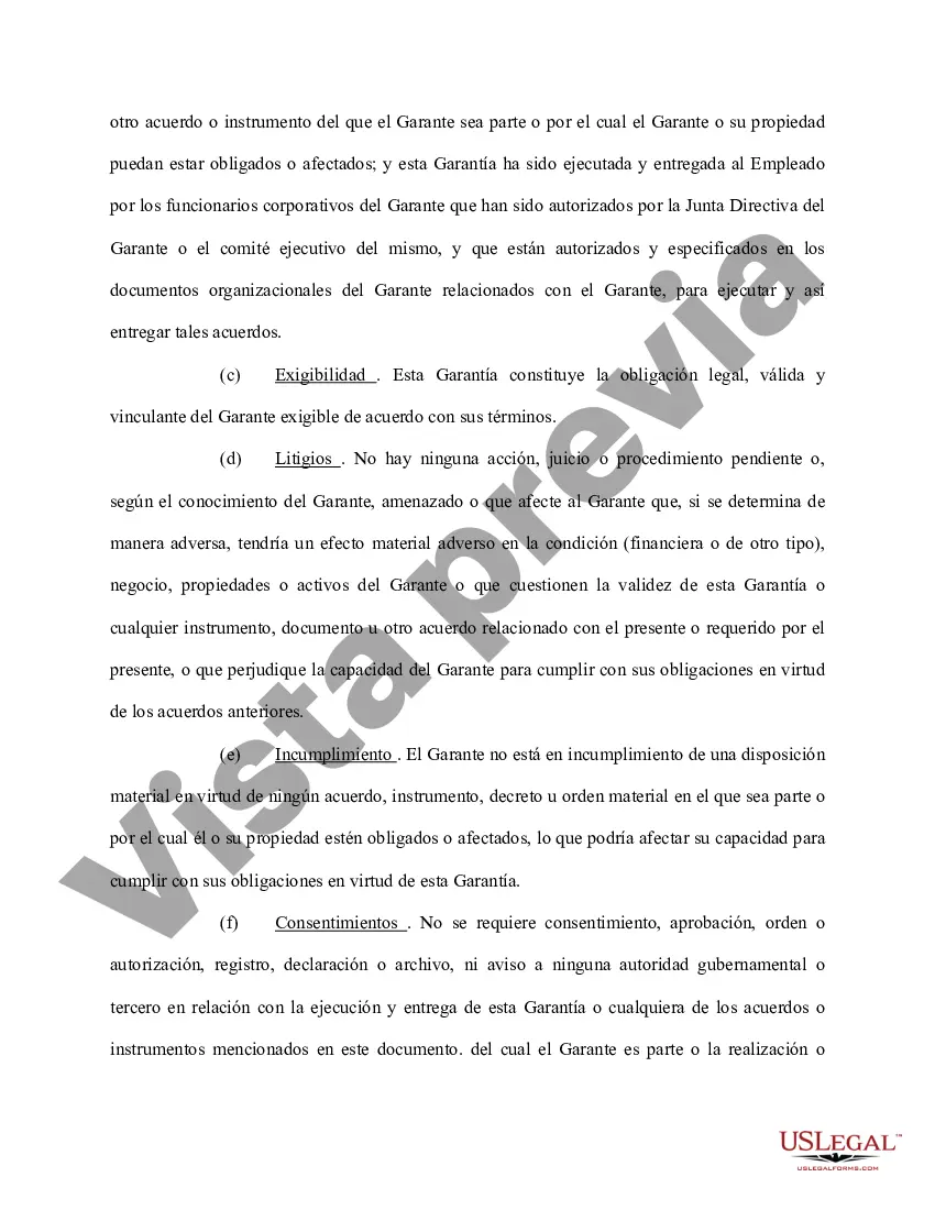 Preview Garantía Personal de Contrato de Trabajo entre Corporación y Empleado