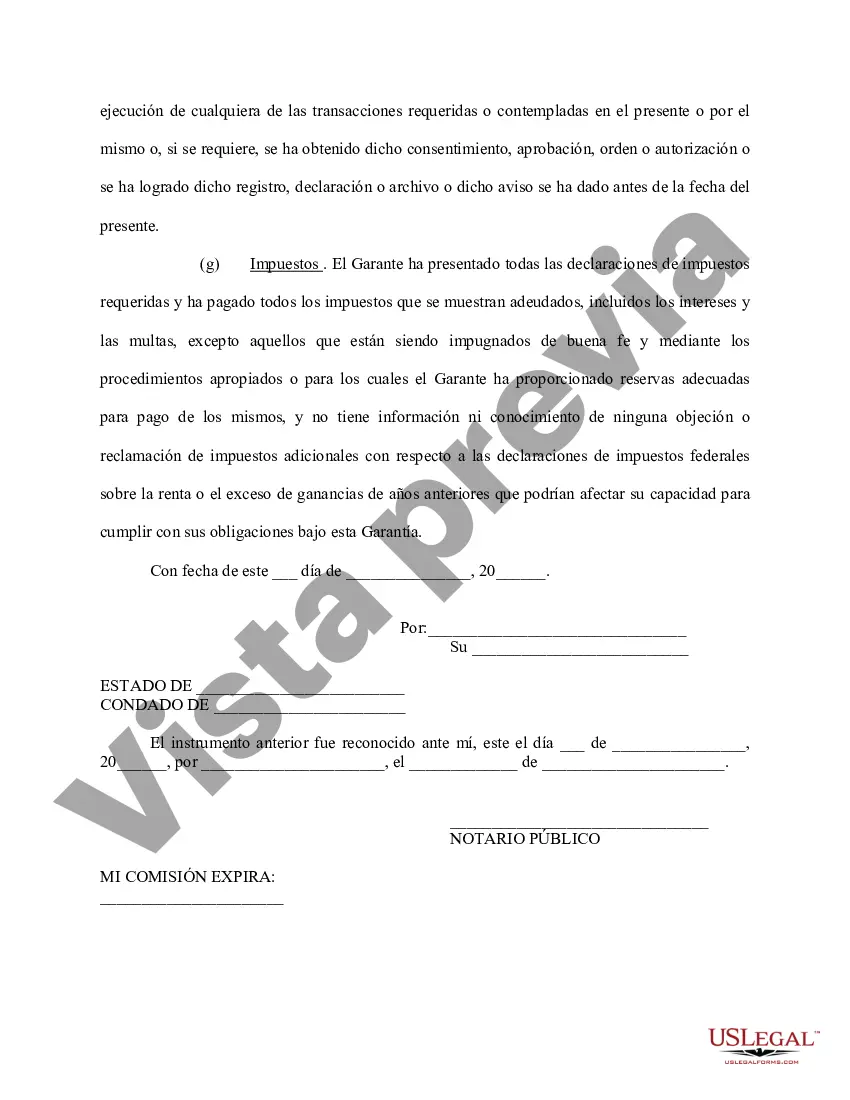 Preview Garantía Personal de Contrato de Trabajo entre Corporación y Empleado