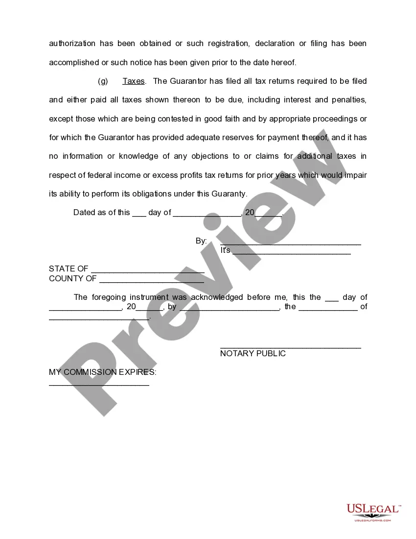 Preview Personal Guaranty of Employment Agreement Between Corporation and Employee