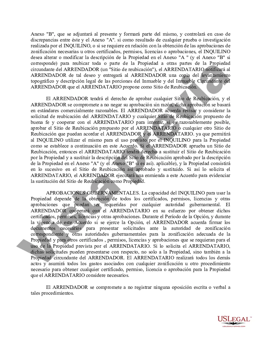 Preview Opción de Arrendamiento de Bienes Raíces - Comercial