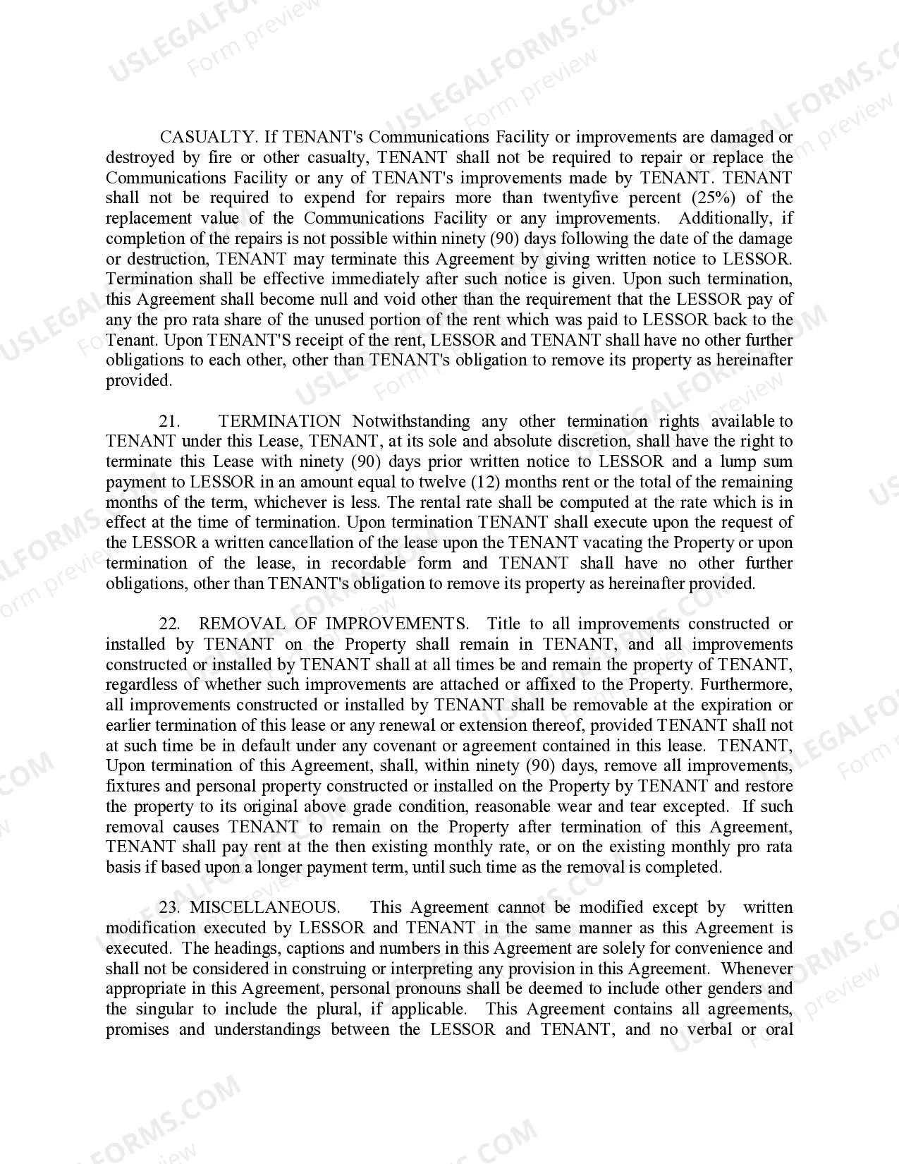 Preview Option to Lease Real Estate - Commercial