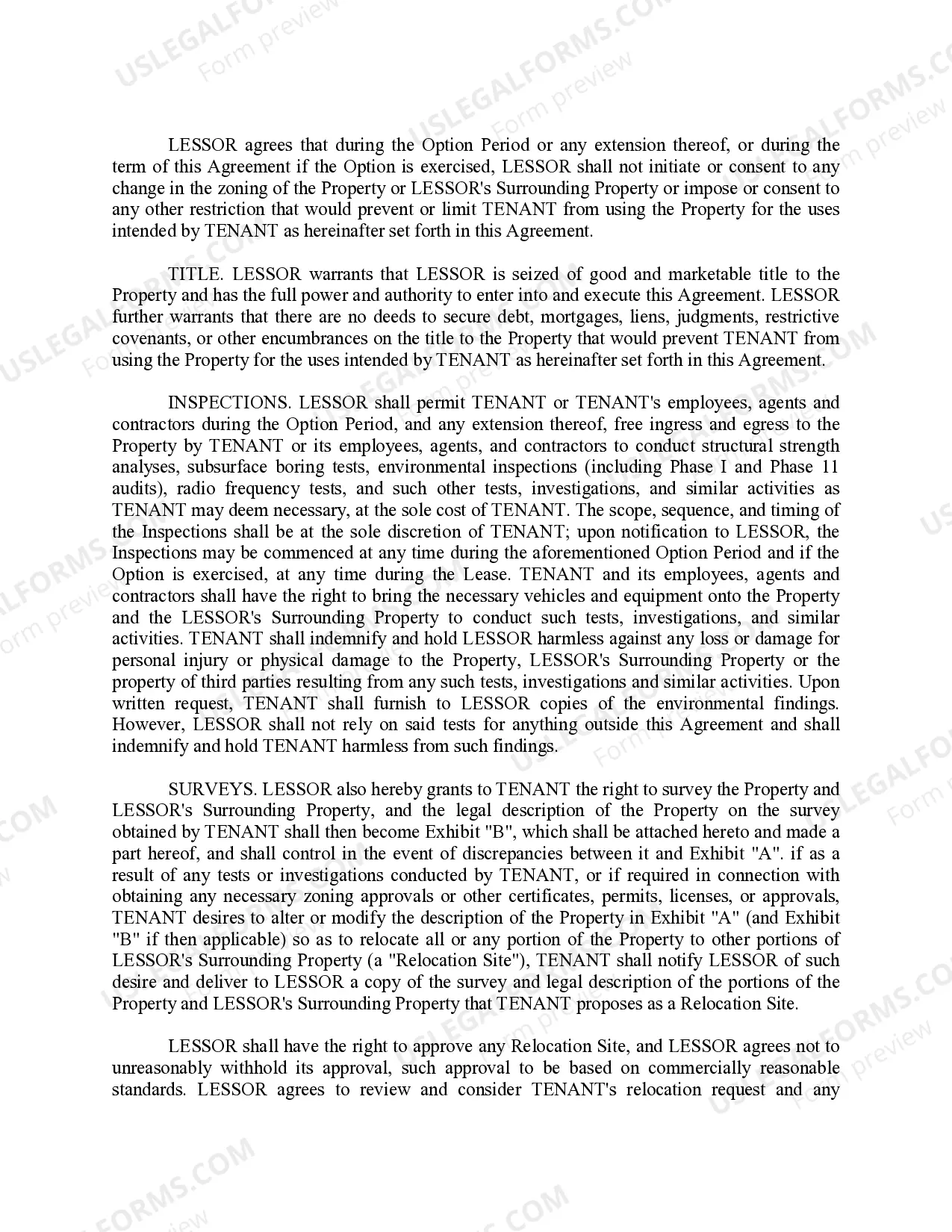 Preview Option to Lease Real Estate - Commercial