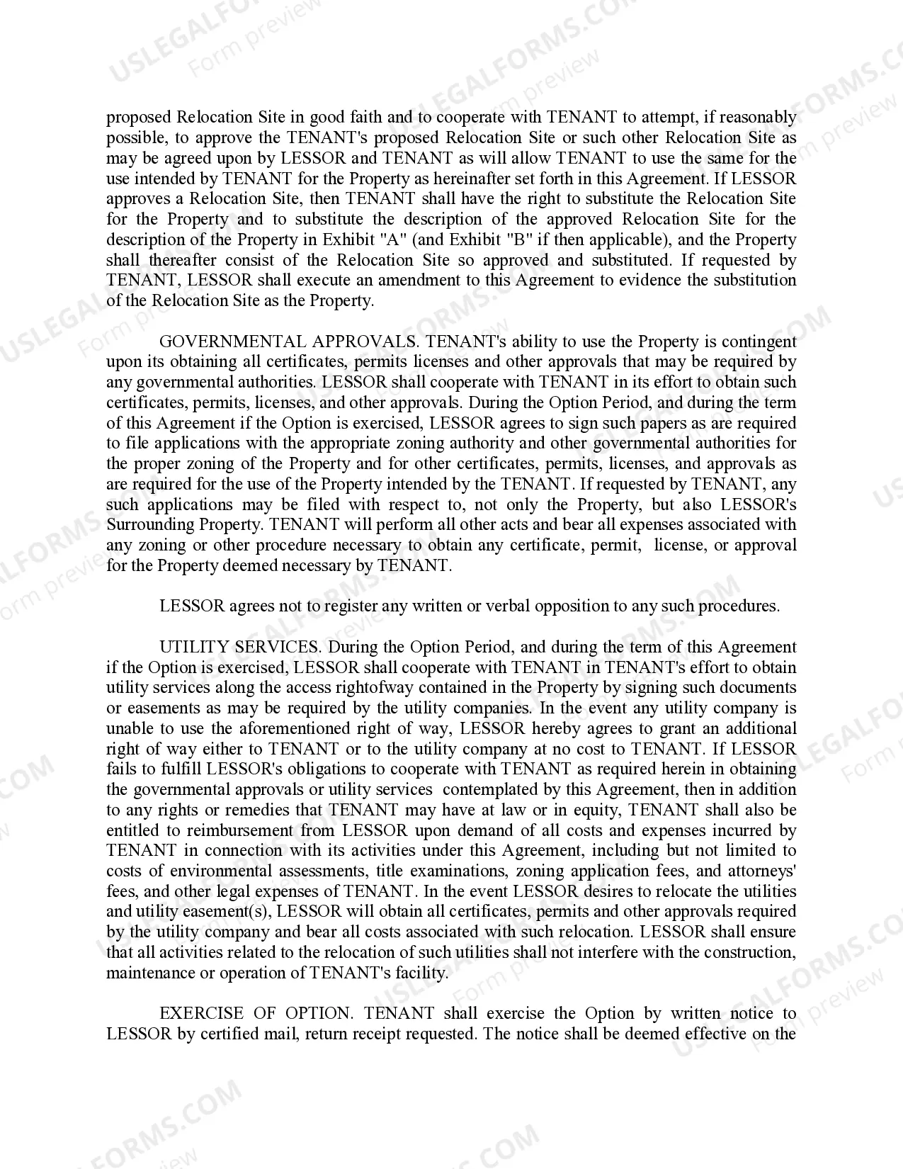 Preview Option to Lease Real Estate - Commercial