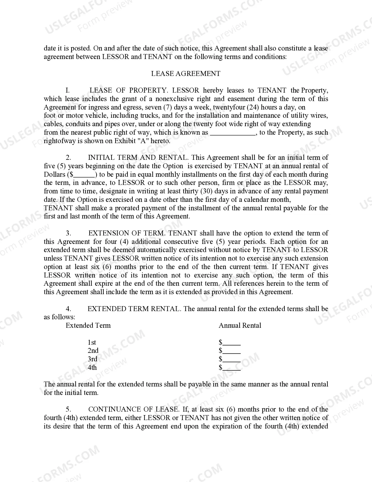 Preview Option to Lease Real Estate - Commercial