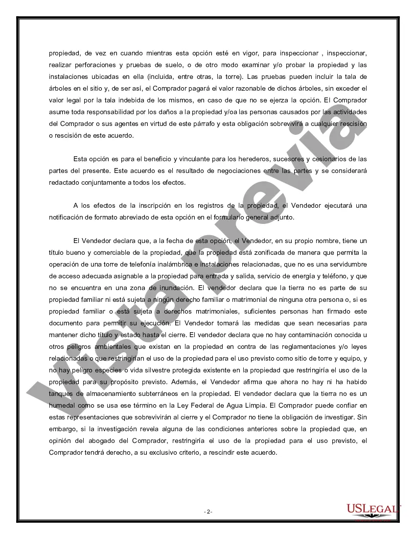 Preview Opción de Compra de Bienes Raíces - Forma Larga