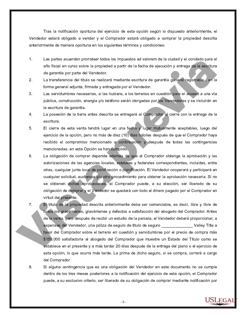 Preview Opción de Compra de Bienes Raíces - Forma Larga