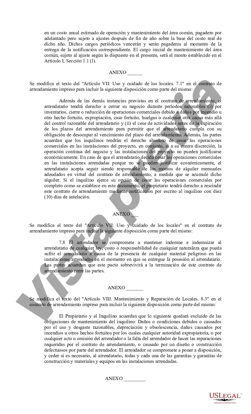 Preview Anexos al Contrato de Arrendamiento del Centro Comercial