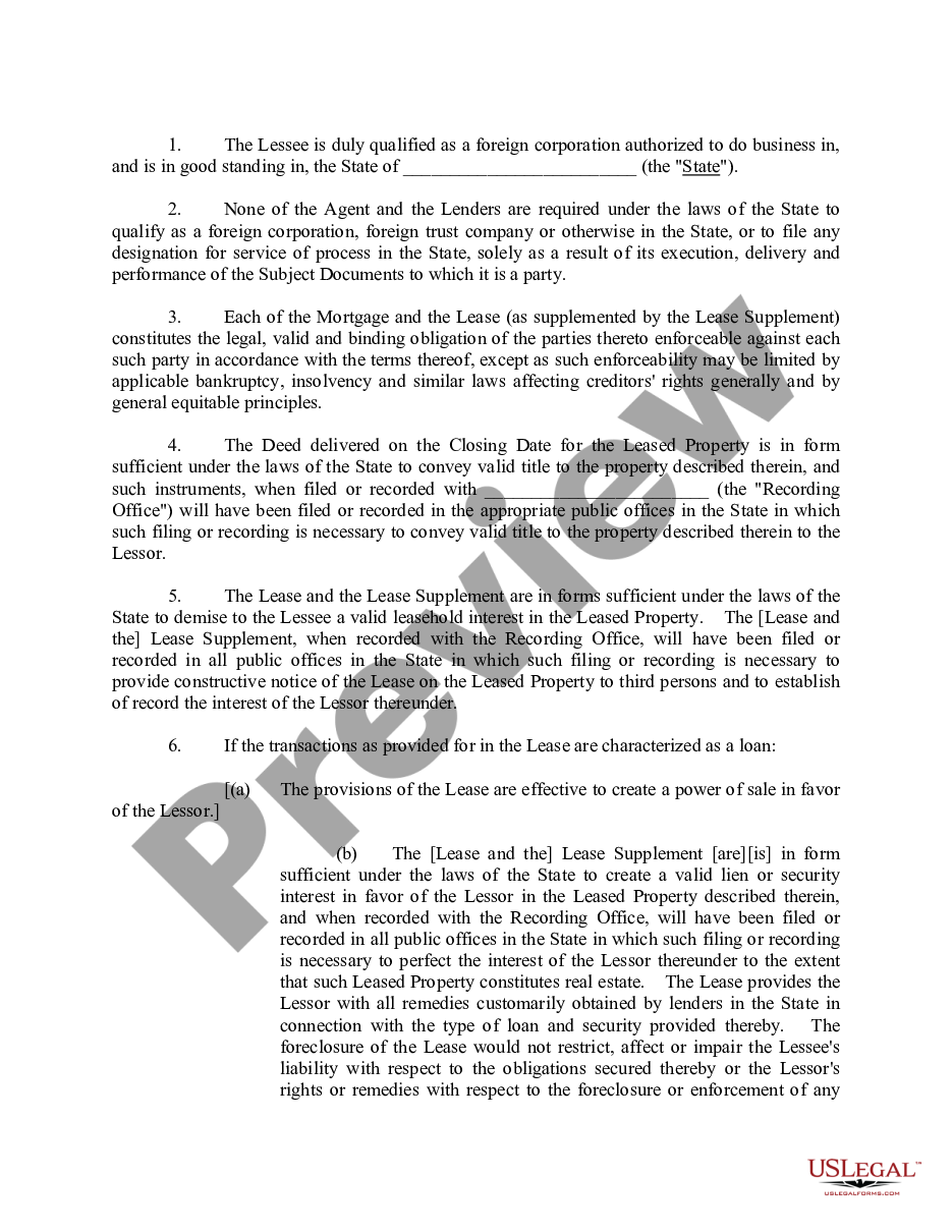 page 1 Form of Opinion of Local Counsel for Lessee preview