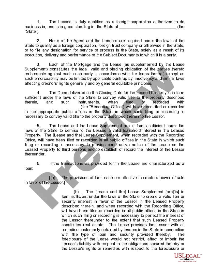 Get Form of Opinion of Local Counsel for Lessee Preview Form of Opinion of Local Counsel for Lessee