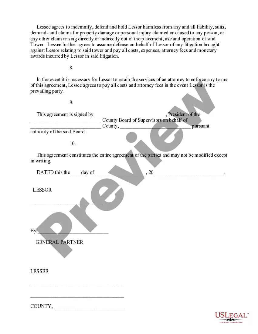 Get Radio Tower Lease and Indemnification Agreement Preview Radio Tower Lease and Indemnification Agreement