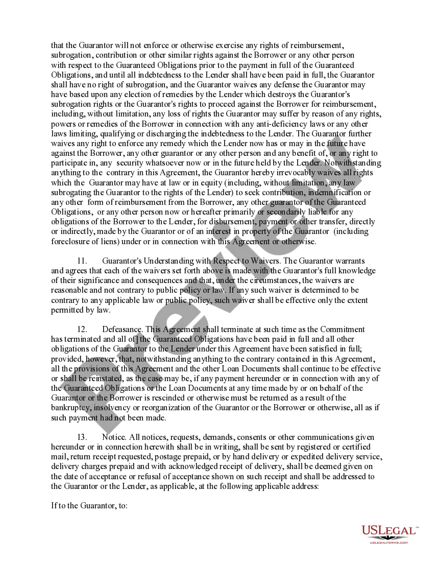 Get Complex Guaranty Agreement to Lender Preview Complex Guaranty Agreement to Lender