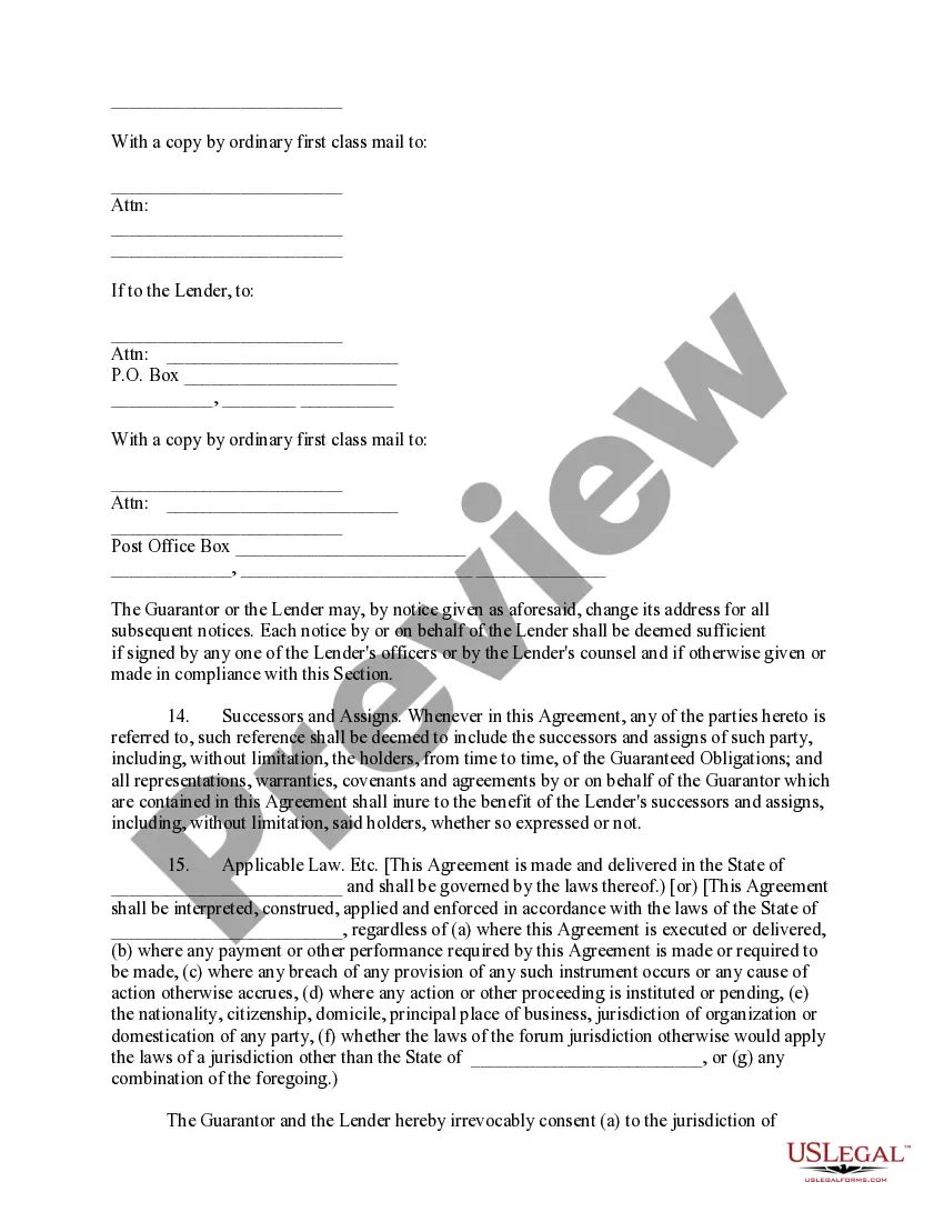 Get Complex Guaranty Agreement to Lender Preview Complex Guaranty Agreement to Lender