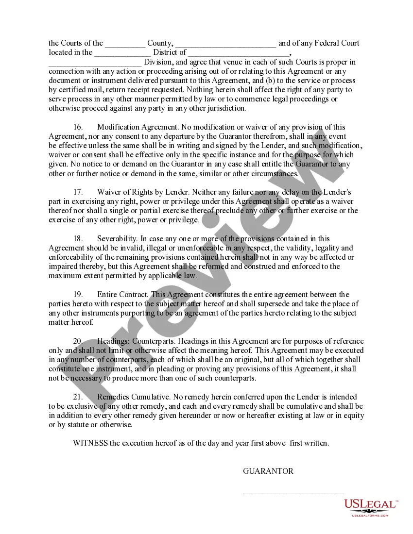 Get Complex Guaranty Agreement to Lender Preview Complex Guaranty Agreement to Lender