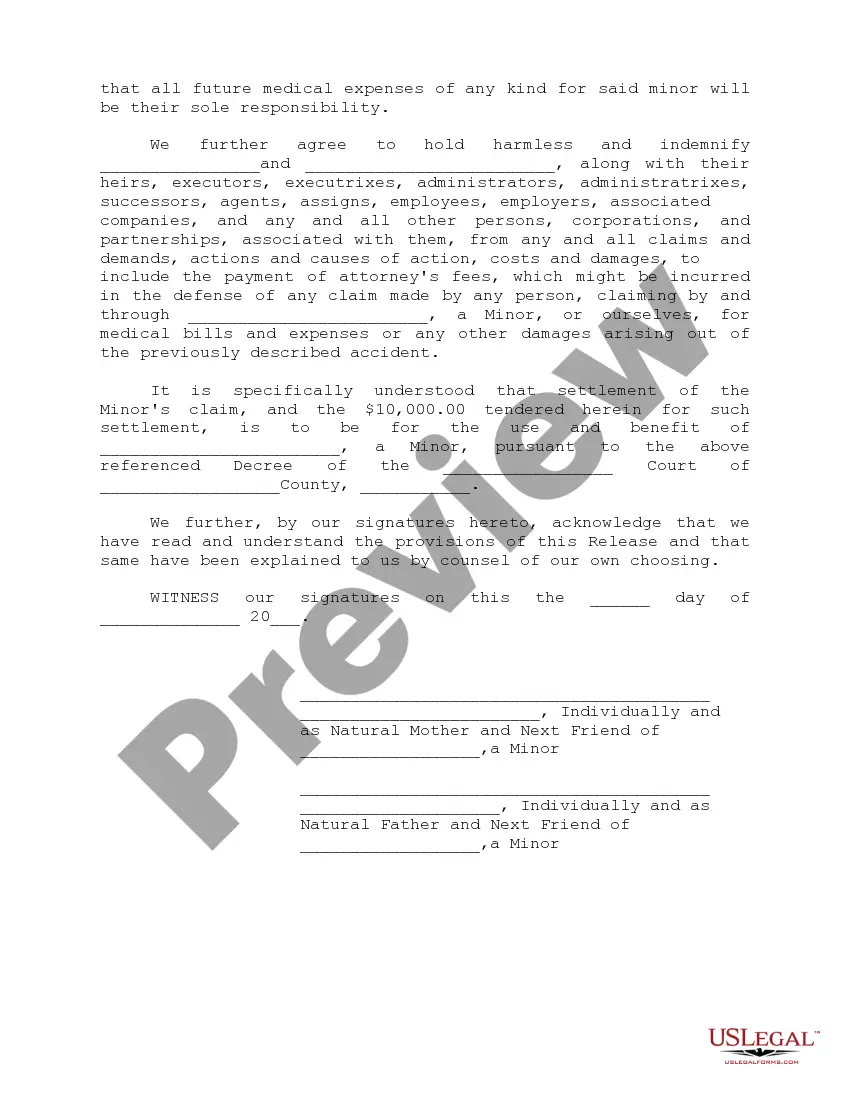 Get Release and Indemnity Agreement for Settlement Preview Release and Indemnity Agreement for Settlement