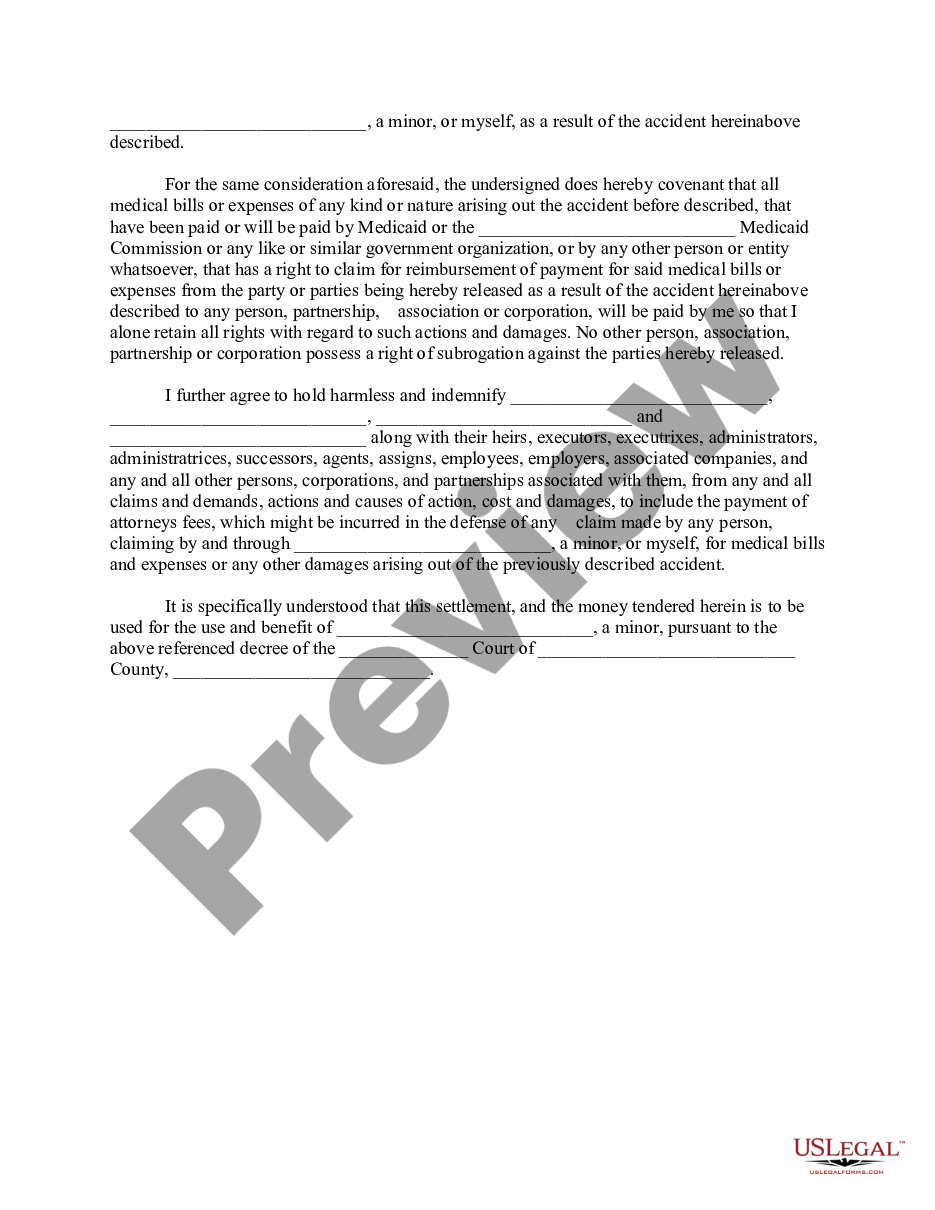 page 1 Release and Indemnity Agreement for Settlement of Small Claims Case preview