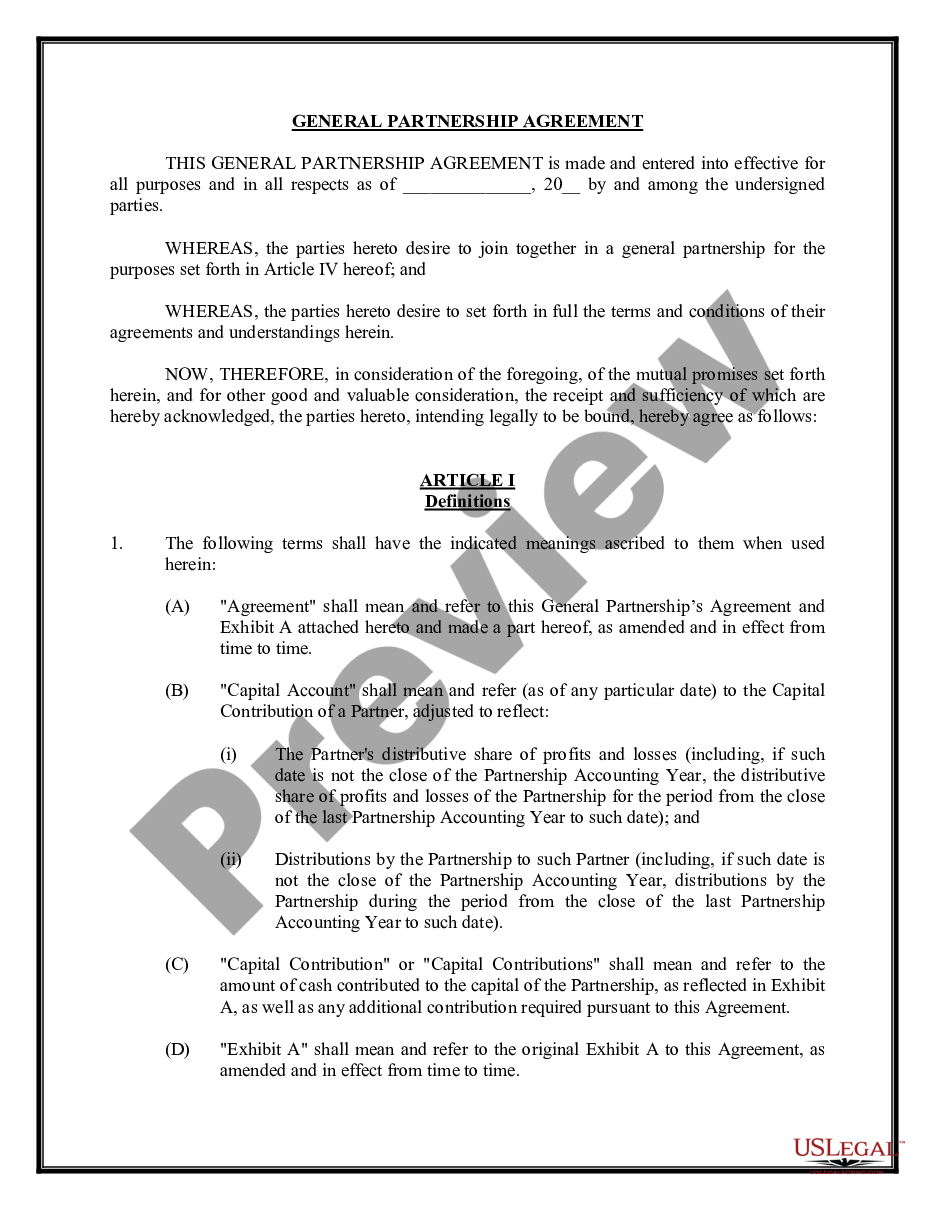 page 1 General Partnership Agreement - Complex preview