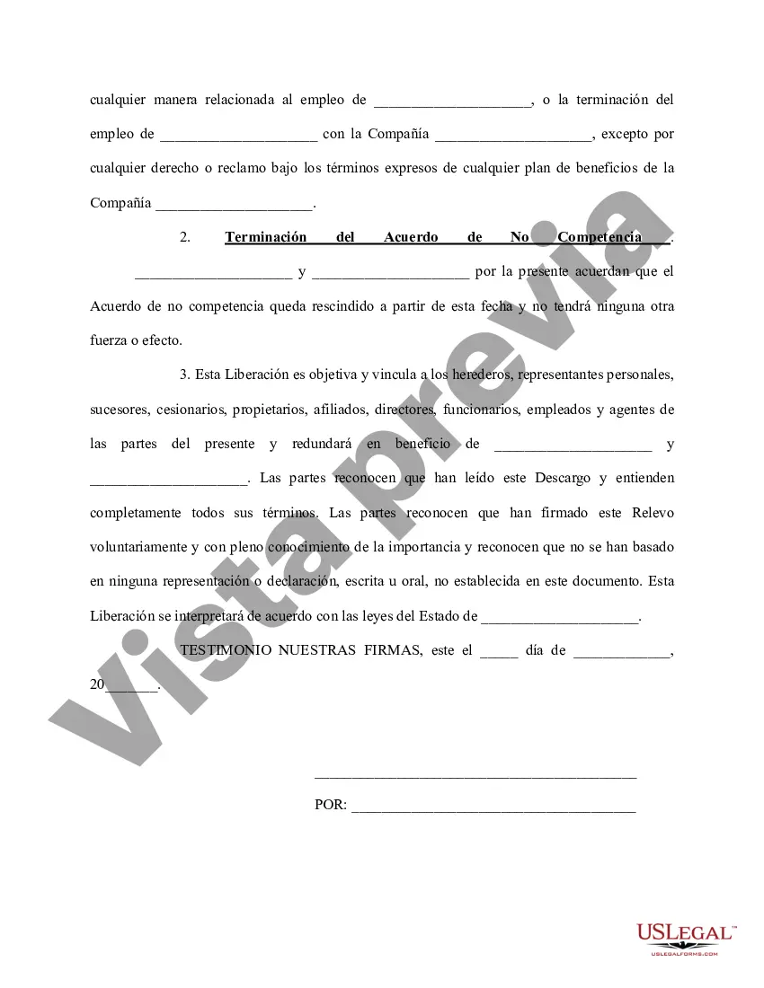 Preview Liberación de Reclamaciones y Terminación del Acuerdo de No Competencia