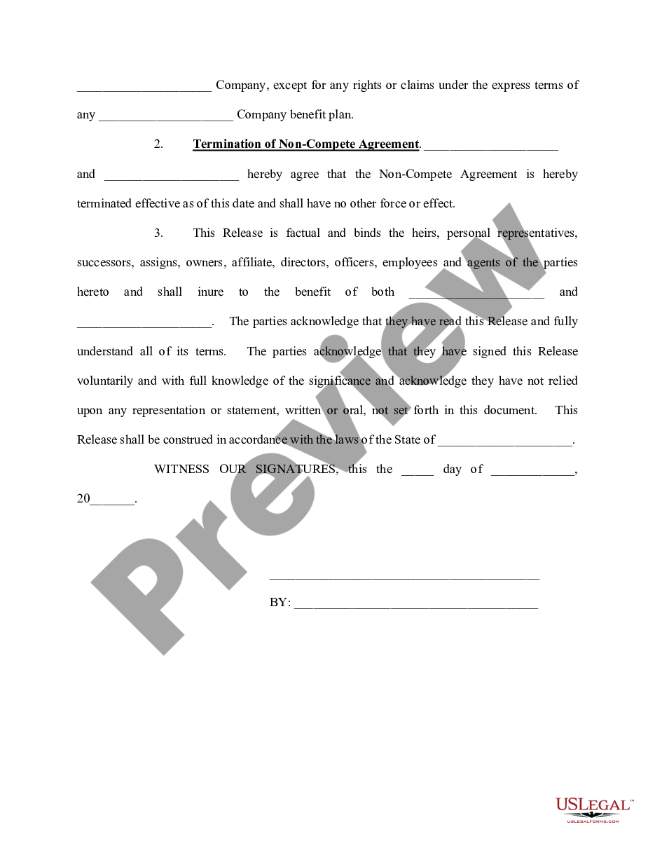 page 1 Release of Claims and Termination of Noncompetition Agreement preview