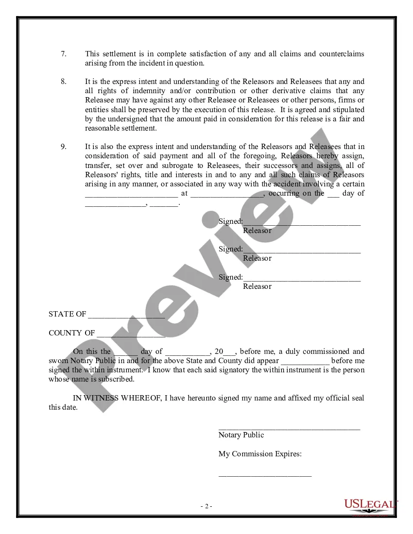 Preview Release of All Auto Accident Claims