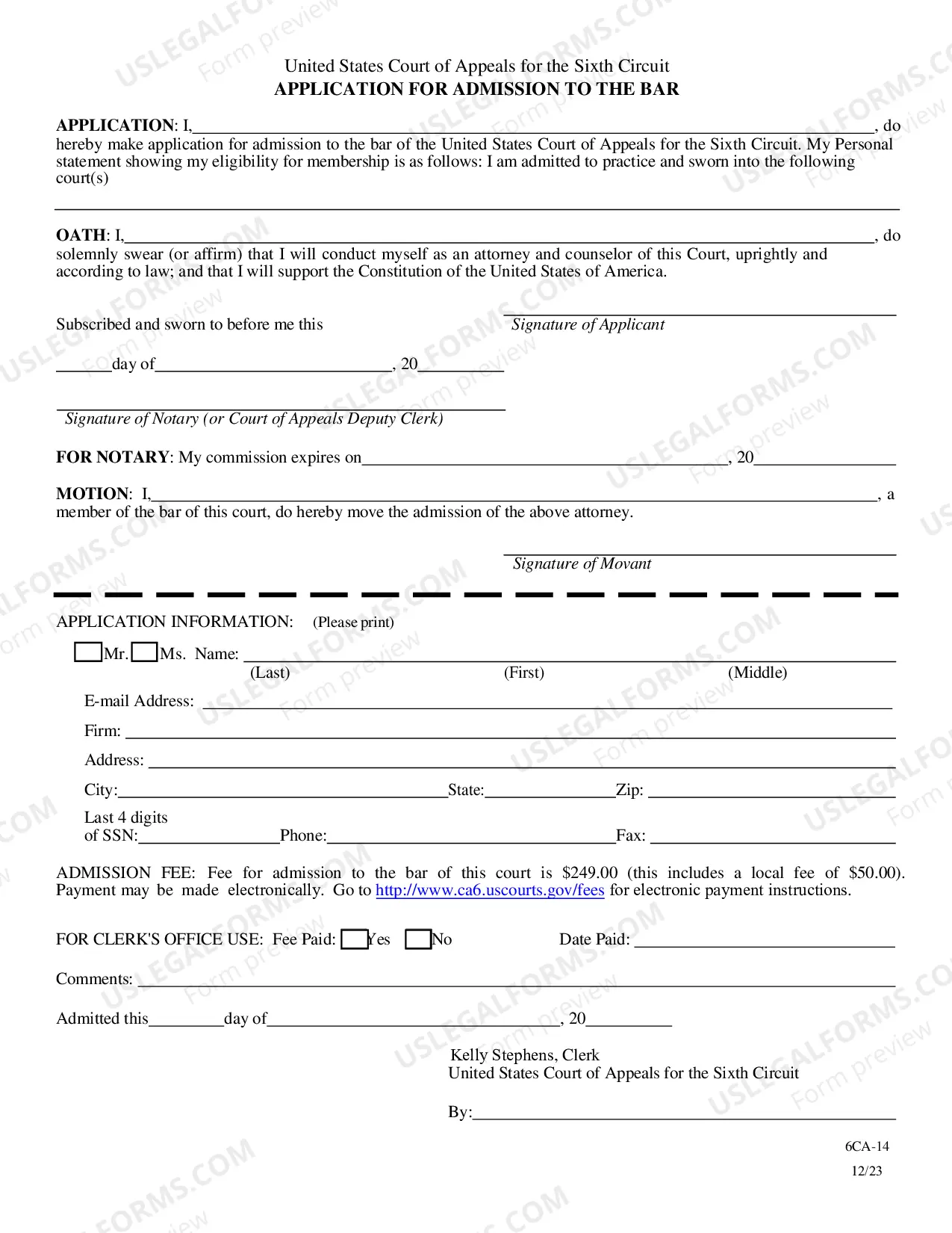 Preview Application for Admission
