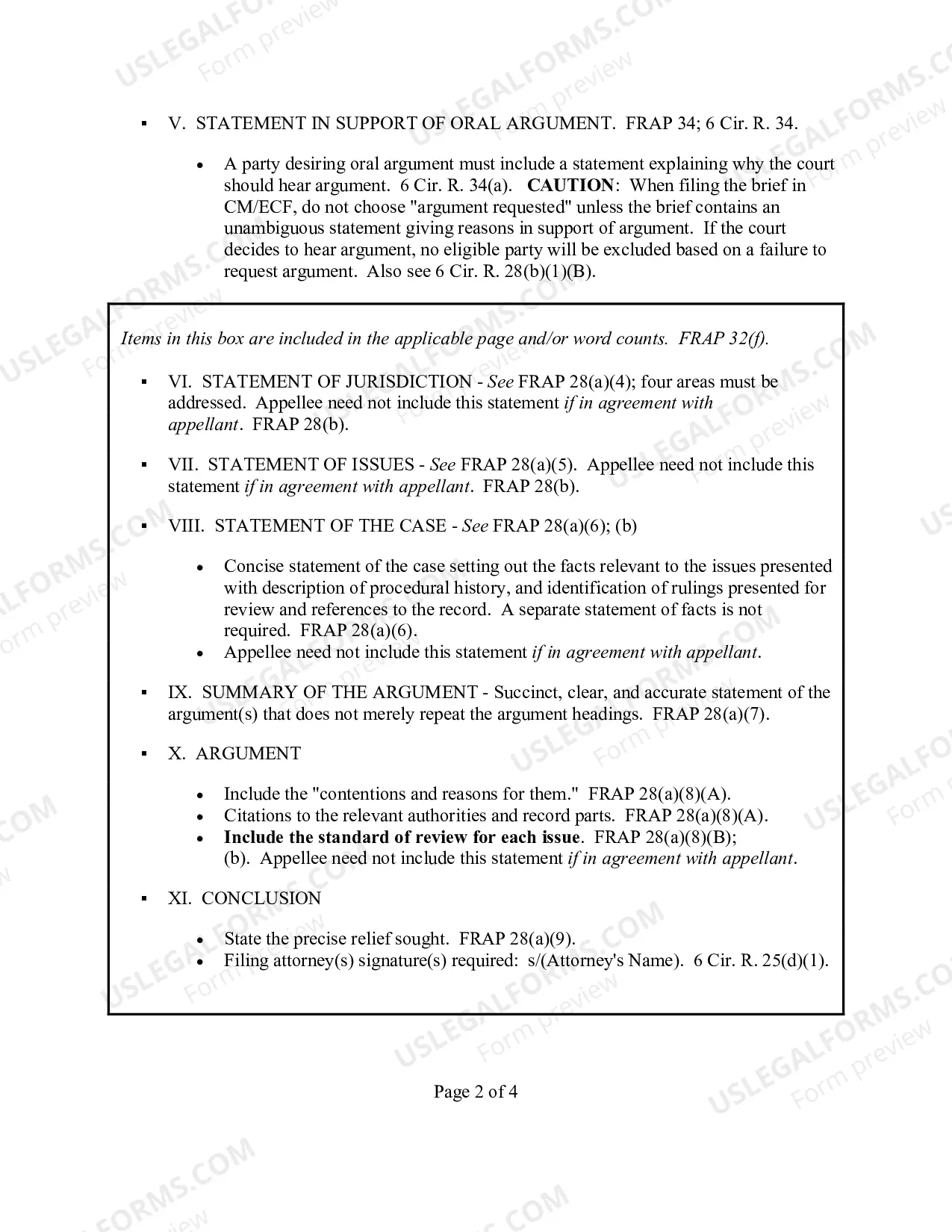 Preview Checklist for Briefs