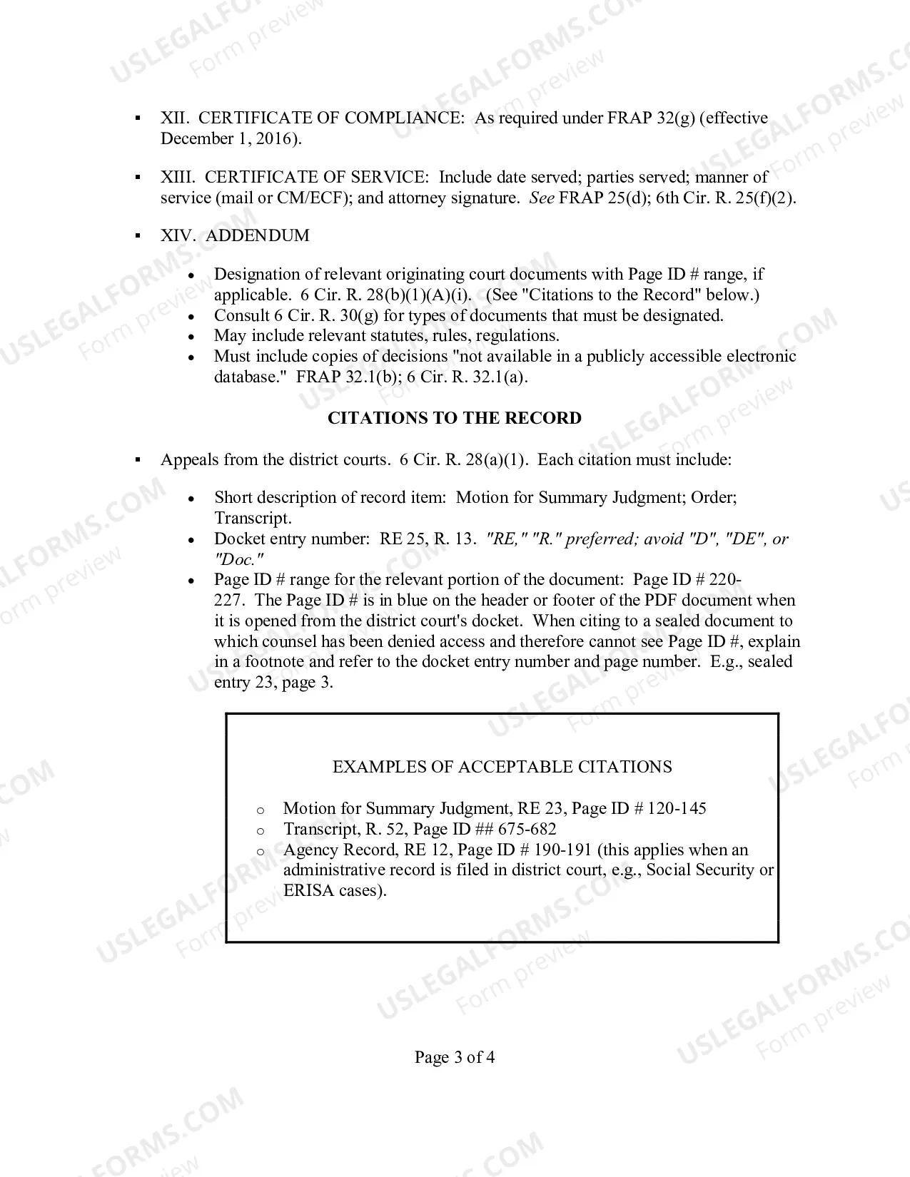 Preview Checklist for Briefs