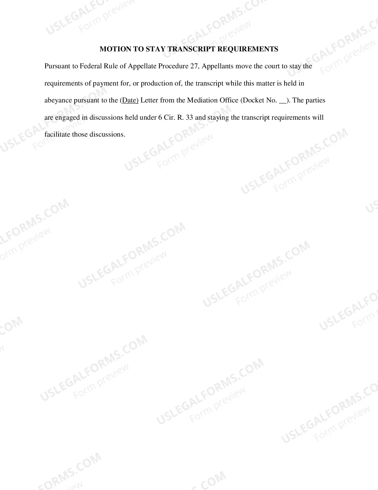 Preview Motion to Stay Transcript