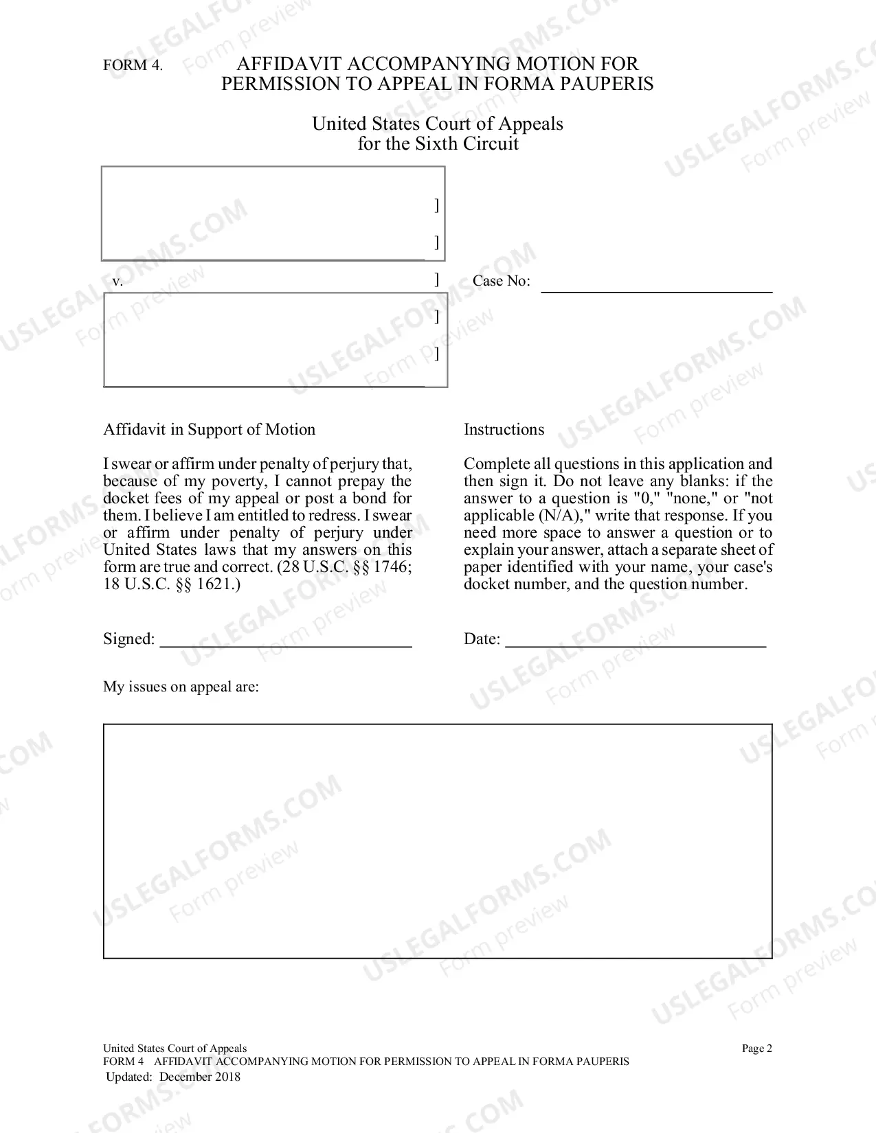 Preview Form 4 Motion/Financial Affidavit(for all non-CJA cases)